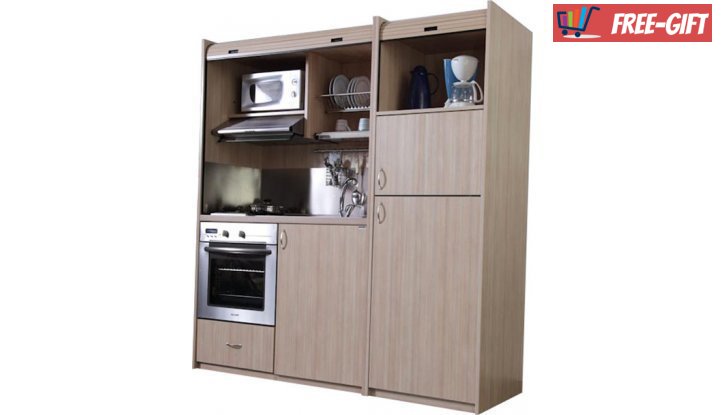 Мини-кухня KS 190 Допълнителни шкафове, голям хладилник, голяма фурна снимка #2
