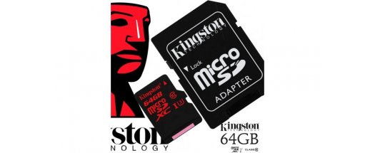 Бърза и здрава карта памет 64GB CLASS 10 KINGSTON с адаптер за всеки телефон и таблет.  снимка #0