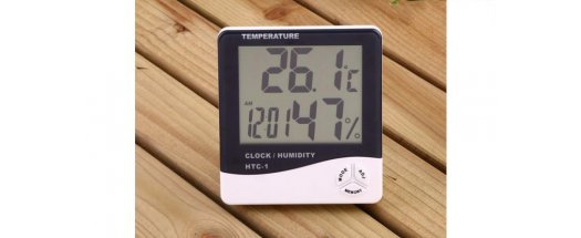Цифров термометър, часовник и влагомер HTC-1 снимка #1