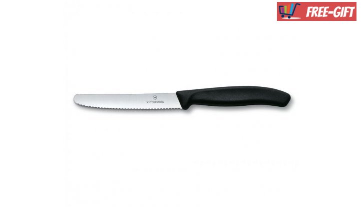 Кухненски нож за домати и колбаси Victorinox SwissClassic 11 см., назъбено острие, цветове  снимка #1
