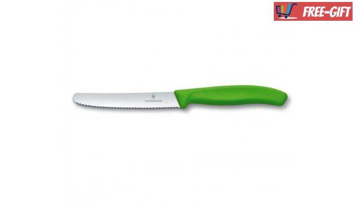 Кухненски нож за домати и колбаси Victorinox SwissClassic 11 см., назъбено острие, цветове  снимка #2