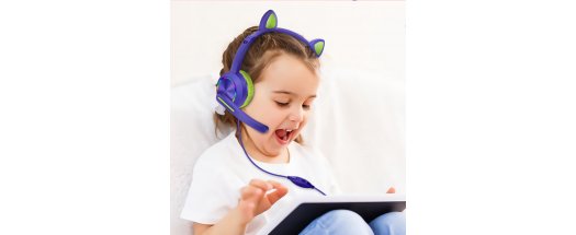 Детски стерео слушалки с микрофон - Котешки ушички снимка #2