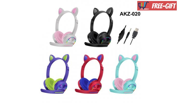 Детски стерео слушалки с микрофон - Котешки ушички снимка #1