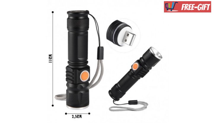 Мини USB LED фенерче с осветяемост до 200метра снимка #0