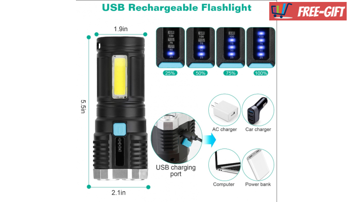 Мощен фенер с USB снимка #1