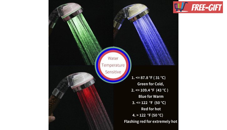 Слушалка за душ с RGB LED снимка #3