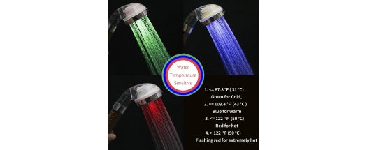 Слушалка за душ с RGB LED снимка #3