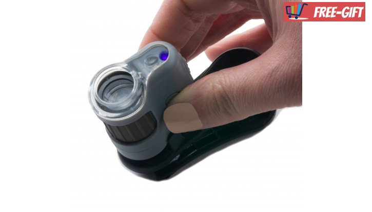 MicroMini™ 20x LED джобен микроскоп с UV светлина и щипка за смартфон снимка #7