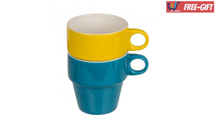 Комплект керамични чаши с метална стойка, 4 цвята снимка #1